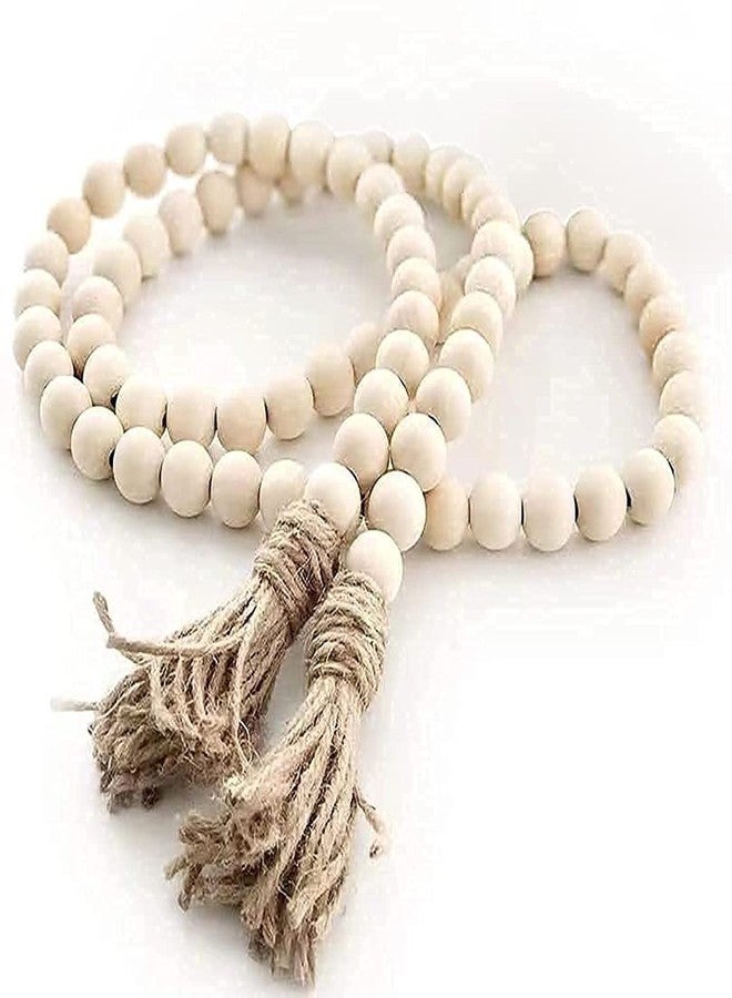 GRBAMBI 58inch Wood Beads Garland Farmhouse Beads - Natural Prayer Wood String Beads Decorative Beads for Wall Hanging Vase Handle Door Boho Decor - Image 1